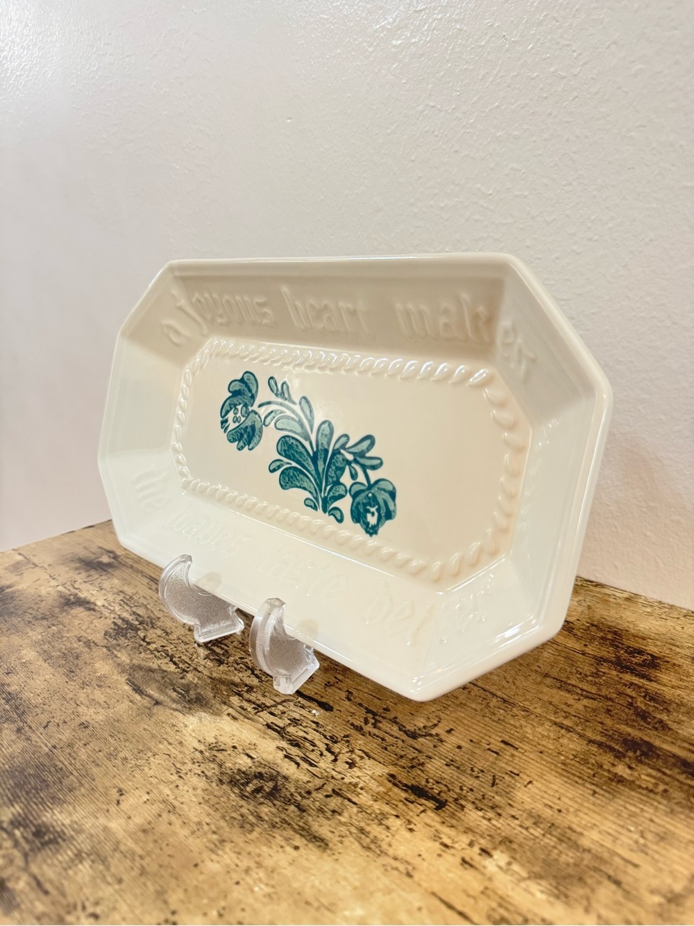 Pfaltzgraff Ceramic Serving Tray | Teal Floral | USA - Picture 3 of 10